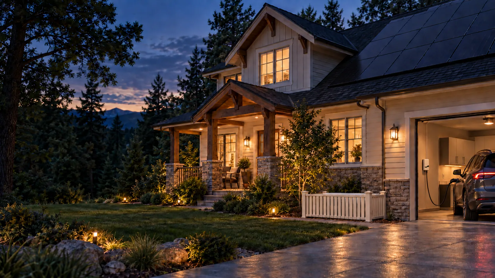An illustrative connected home with a discreetly screened battery